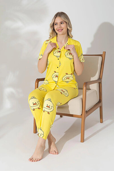 PİJAMERRY Short Sleeve Milan Fabric Pajama Set