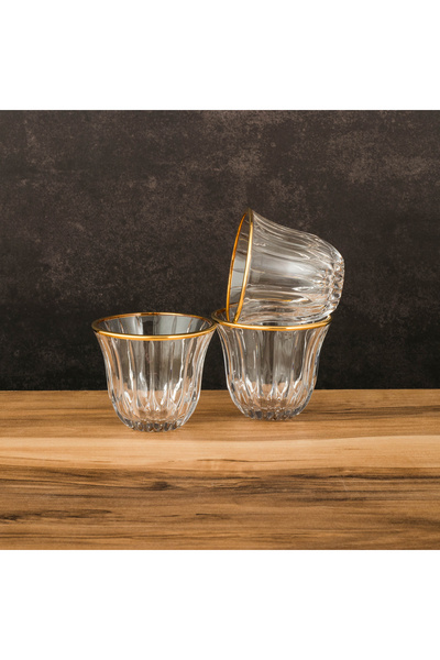 Dania Saudi Arabia Glass Coffee Cup Set with Golden Line Luxury Design ☕ 💛 |...