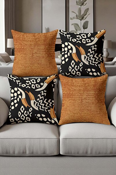 Dolce Mariee Digital Printed Soft Textured 4-Piece Throw Pillow Cover Set Krl...