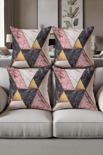Dolce Mariee Digital Printed Soft Textured 4-Piece Throw Pillow Cover Set Krl...
