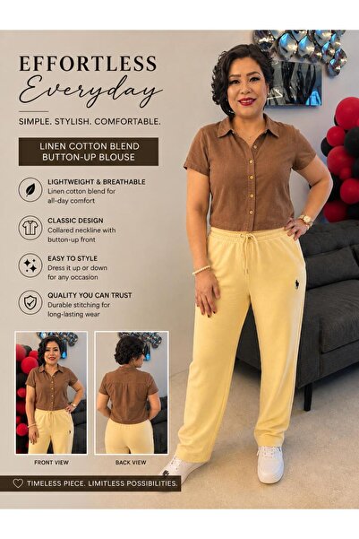 BRESH Linen Cotton Blend Blouse