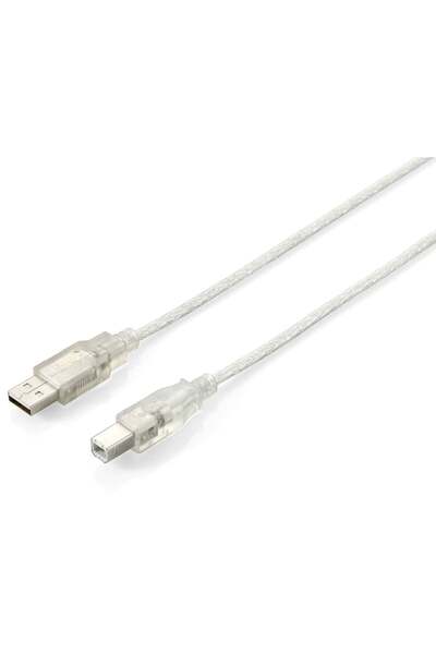 EQUIP Cablu USB 2.0 USB-A la USB-B, Standard, 5.00m, transparent Pungă de pla...