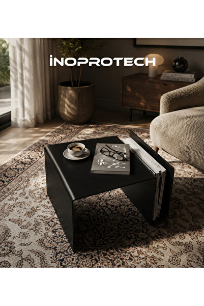 İnoprotech Modern Metal Dergilikli Sehpa – Minimalist C Sehpa Metalik Gri