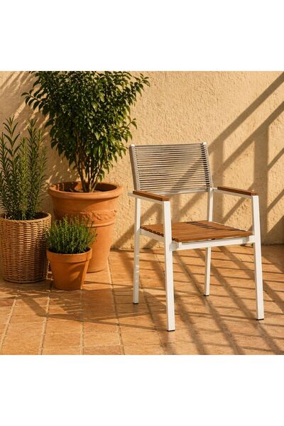 laverahome Outdoor Chair - White and Beige