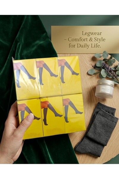 your trend socks 12 Çift Kadın Diz Altı 40 Denye (Sarı Kutu) Çorap - 500 (Siyah)