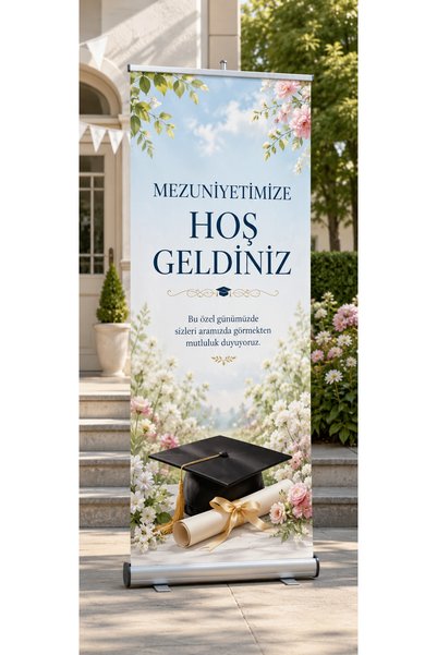 HiperAD Reklam Mezuniyetimize Hoş Geldiniz Roll Up Banner 85x200 cm | Mezuniy...