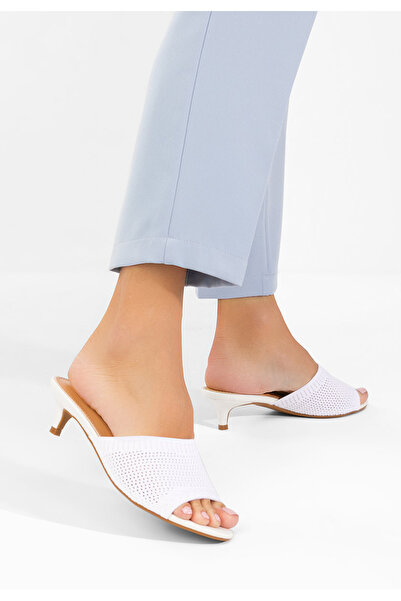 B T Shoes Herria white low-heeled Slipper