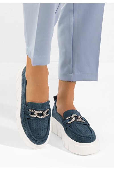 B T Shoes Mocasini piele cu talpa groasa Tryna navy