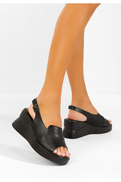 B T Shoes Sandale cu platforma piele Fedria negre