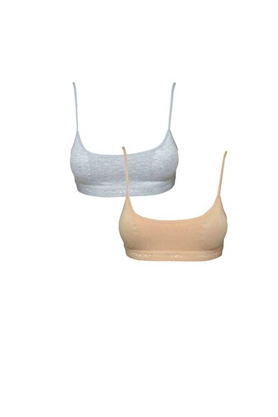 Royaleks Gray and Tan Bustier with Pads and Rope Straps, 2 Pieces