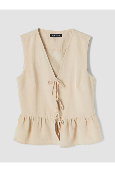 LC Waikiki Rmz Gi̇yi̇m Farkiyla Tied Linen Blend Women's Vest