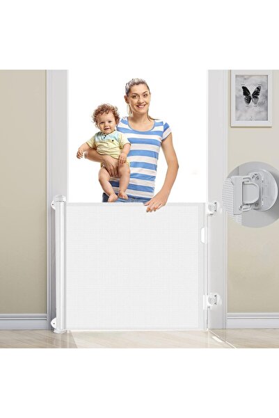 Beauenty 2-in-1 Retractable Baby Gate, Dual Installation, No Drilling, for En...