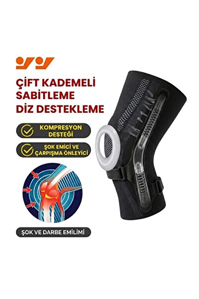 KEMOVE Premium Siyah Sporcu Dizliği - Çift Yönlü Yay Desteği, Ön ve Arka Pate...