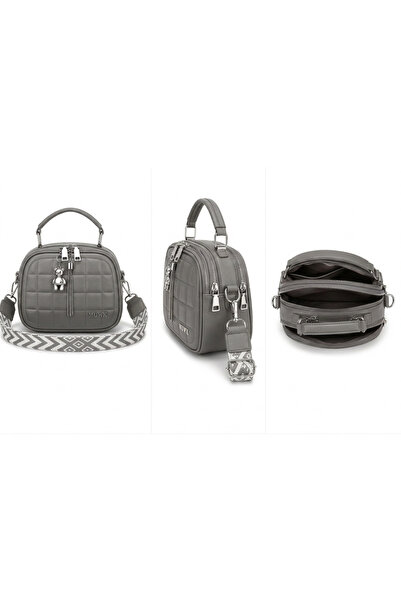 Generic Women’s Quilted Crossbody Handbag with Top Handle – gray