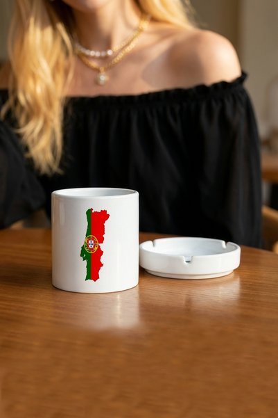 Kirbi Reklam Flag Portugal Flag Portugal Illustration Country Printed Ashtray Ashtray Gift