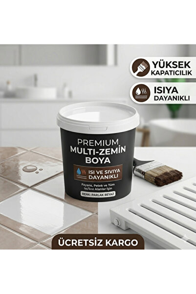 caxcolors Premium Multi Zemin Boyası 1 LT + Fayans - Petek Boyama Seti