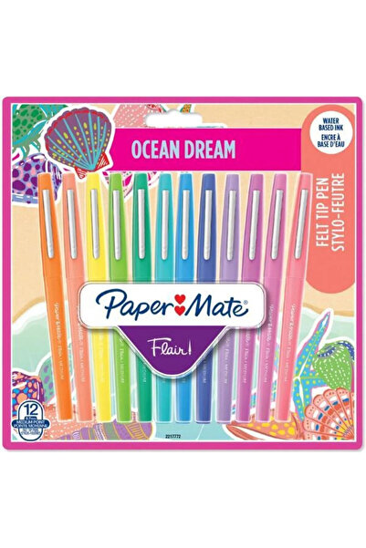 Paper-Mate مجموعة أقلام فلوماستر Paper Mate Flair Ocean Dream – 12 لونًا (رأس...