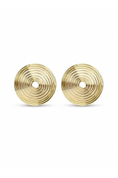 serelya Brass Gold Color Circle Model Women's Earrings