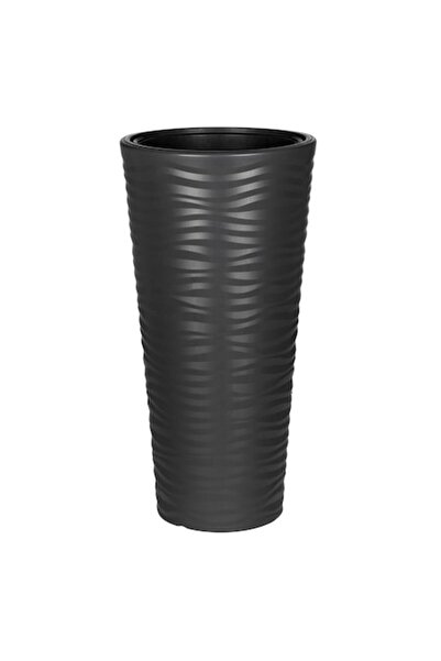 OEM Conical Plastic Pot Anthracite with Zebra Stripes Ø30x57cm - 51L