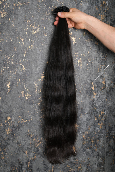 Mikro Birinci Kalite Doğal Özbek Insan Saçı Kaynak 200 Adet Saç Kaynak 60 Cm