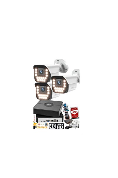 Midcom J-TECH 5MP Sesli 3 Lü 9090 iP Renkli Gece Görüşlü 500GB Akıllı Güvenli...