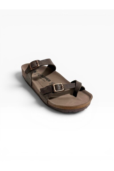 epona Men's Double Buckle Flip-Flops Comfortable Anatomical Cork Sole Slippers