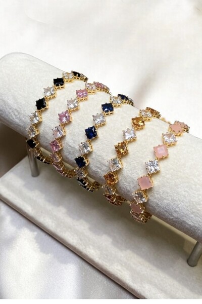 Lynare Vip Series A+ Quality Zircon Stone Square Waterway Steel Bracelet Hand...