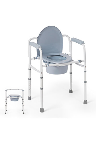 Careboda Portable room toilet chair, adjustable height, with backrest, suppor...
