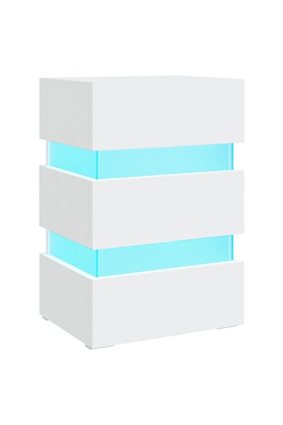 vidaxl Dulap noptieră cu LED, alb, 45x35x67 cm, lemn prelucrat