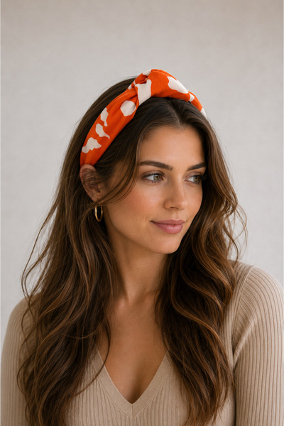 HALHALMILL Geometric Pattern Orange Knot Crown