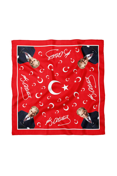 Sultan İpek Ataturk Patterned Scarf / Bandana 50X50Cm