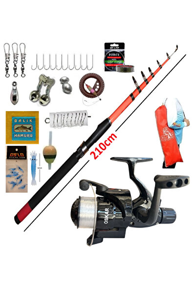 Oskar Dolphin 210cm 50-150gr 40LIK Tam Takım Çocuk Olta Takımı Seti