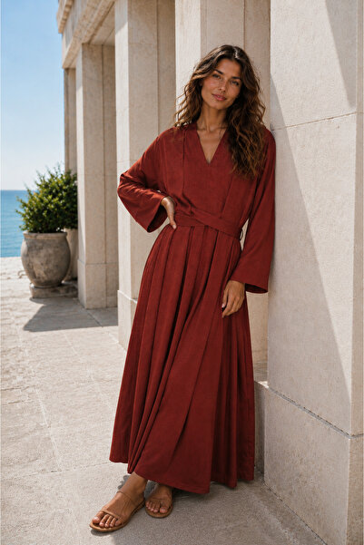 ABBRA Women's Kimono Satin Look Dress