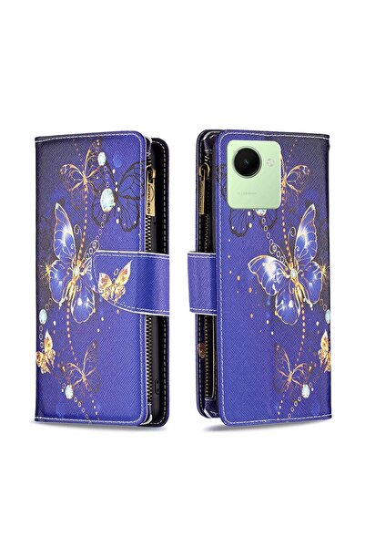sscase Colored Pattern Zipper Θήκη Πορτοφόλι Purple Butterfly (Realme C30)