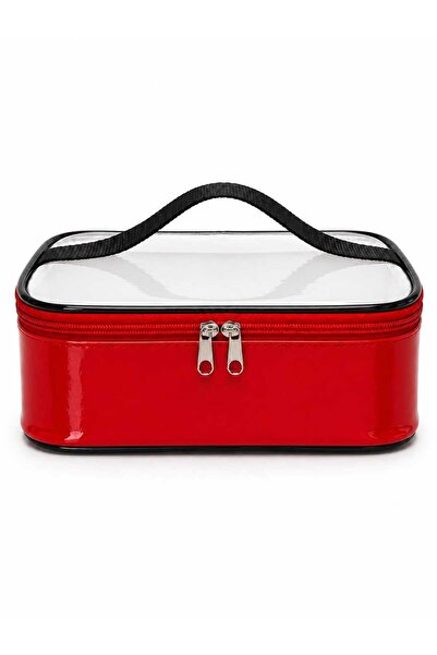 Maykis Transparent Lid Box Patent Leather Makeup Bag