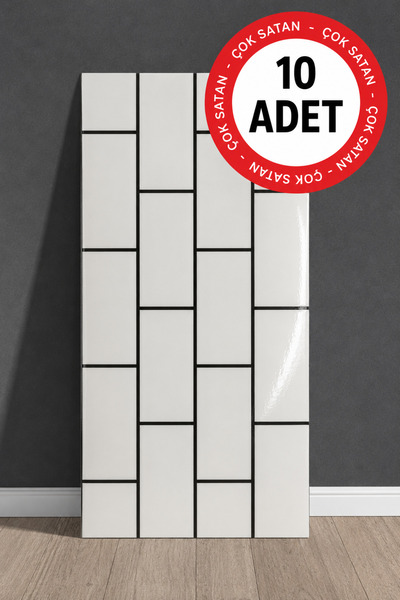 UKAB DEKOR 10 Adet 30x60 Cm Dekoratif Mermer Desenli Kendinden Yapışkanlı Duv...
