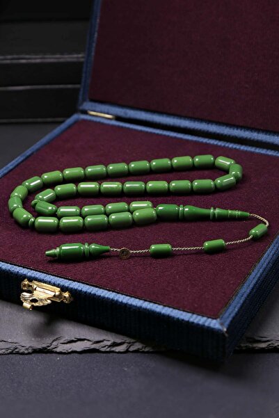 TESBİHKENTİ Mehmet Erbabacan Capsule Green Catalin Bowling Ball Prayer Beads