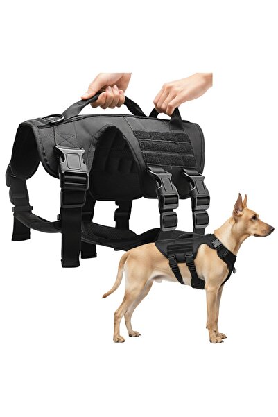 Mardil Ham pentru câini Wobell Anti-tragere cu două mânere L Negru, Vestă reg...