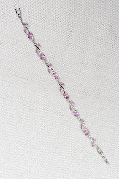 Süspüs Accessories Silver Color Pink Zircon Stone Tulip Bracelet