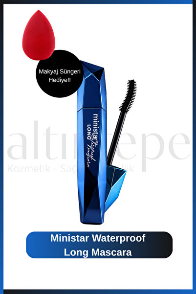 Altıntepeshop Ministar Waterproof Long Mascara - Makyaj Süngeri Hediye