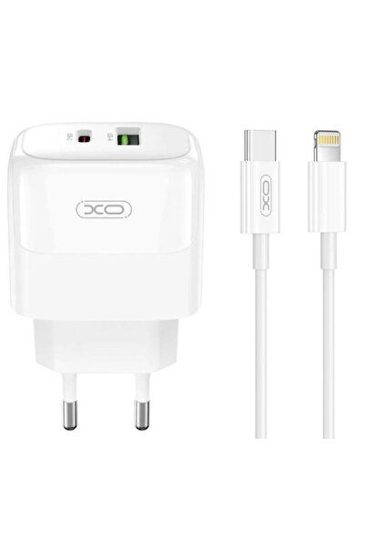Xo Φορτιστής με θύρα USB-A και θύρα USB-C και καλώδιο USB-C σε Lightning, 20W...