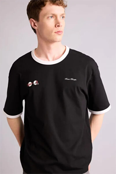 DeFacto 100% Cotton Boxy Fit Printed T-Shirt G5610Ax26Sm