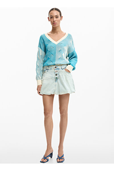 Desigual Mavi Kadın Denim Şort 26SWFD01