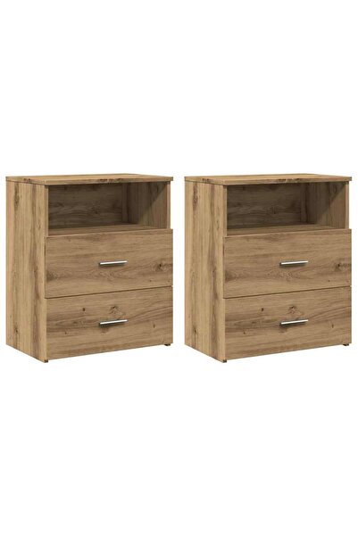 vidaxl Noptiere, 2 buc., stejar artizanal, 50x32x60 cm, lemn prelucrat