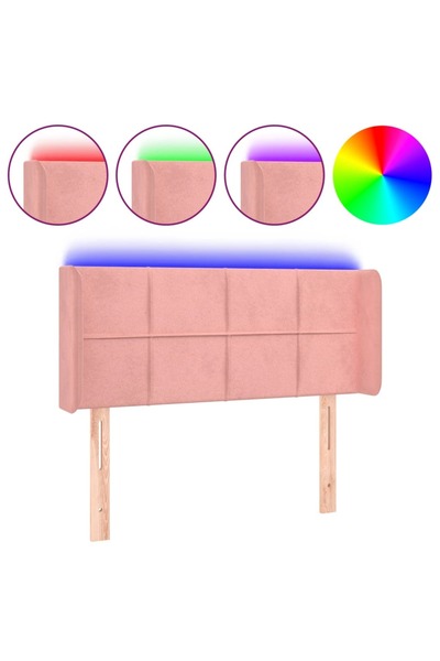 vidaxl Tăblie de pat cu LED, roz, 83x16x78/88 cm, catifea