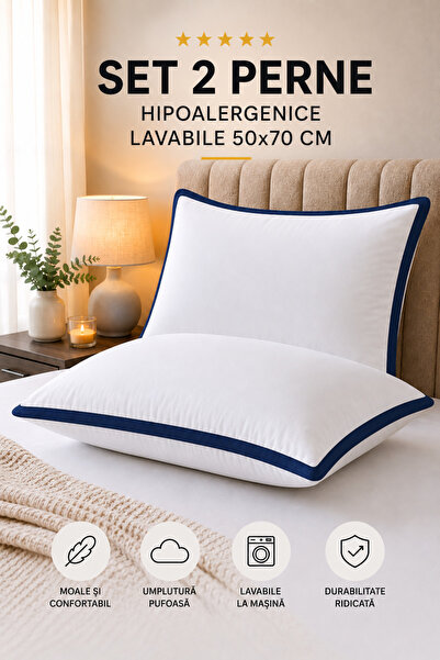 EMATTEIRO Set of 2 Hypoallergenic and Washable Pillows, Dimensions 50x70 cm, ...