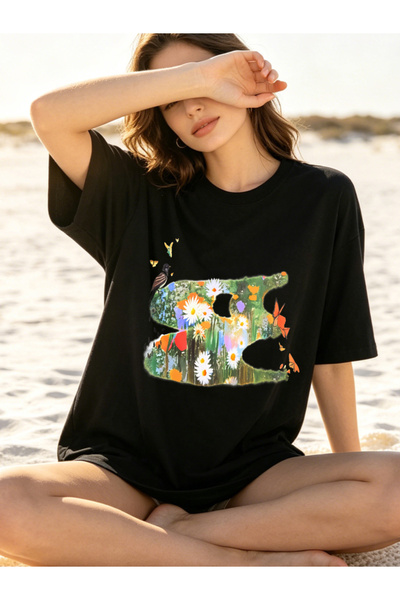 Fleck Womens T Shirts Floral Garden Print Oversized Casual Style