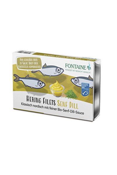Fontaine File de hering fraged in sos bio cu mustar si marar, 200g