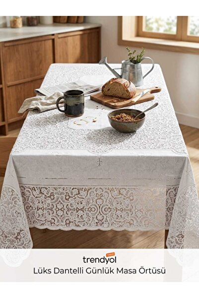 hobihome DERTSİZ LEKE TUTMAZ, SIVI GEÇİRMEZ, SİLİNEBİLİR HAZIR DANTEL KUMAŞ M...