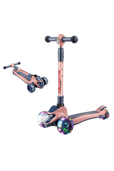 Nichiduta Pink children's scooter, foldable, with adjustable handlebars, ergo...